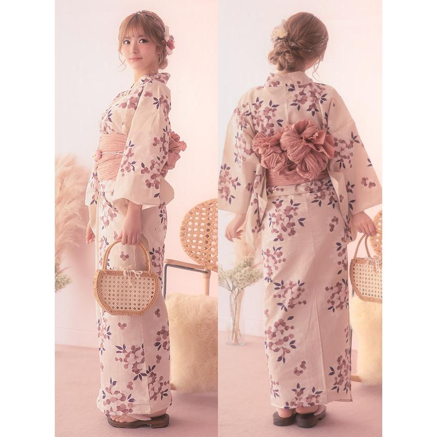 浴衣 レディース 浴衣セット 浴衣 SWEET クリーム 山桜 ゆかた 草花 浴衣 兵児帯