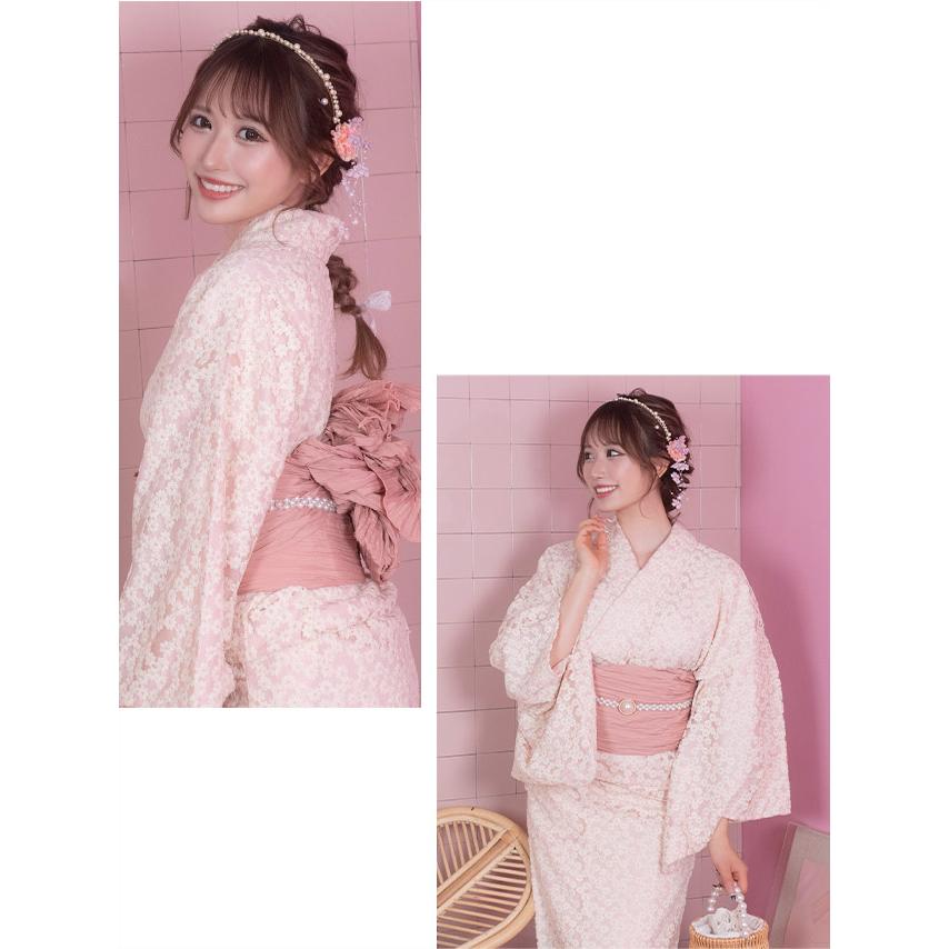 Tika レース 浴衣セット SWEET くすみピンク 高級レースゆかた Tika 浴衣 レディース セット レース 20代 30代 フリーサイズ 40