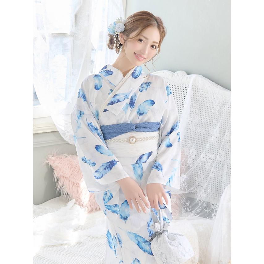 treat ürself  浴衣　ブルーの白帯　レース浴衣　水色 treat ürself 浴衣 ブルーの白帯 レース浴衣 水色｜着物・浴衣