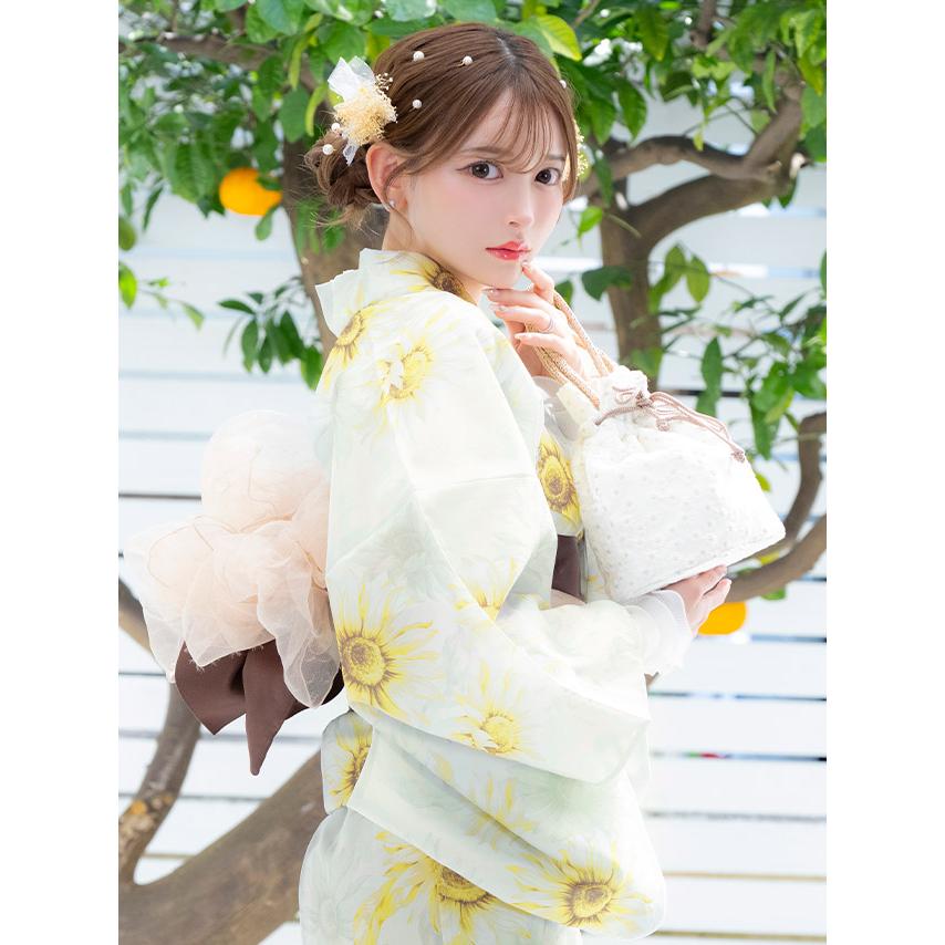 Sugar 陽彩向日葵の水彩浴衣 3点浴衣セット（浴衣・帯・下駄） 即日発送】水彩向日葵浴衣【浴衣3点セット 浴衣/帯/下駄】[YMT