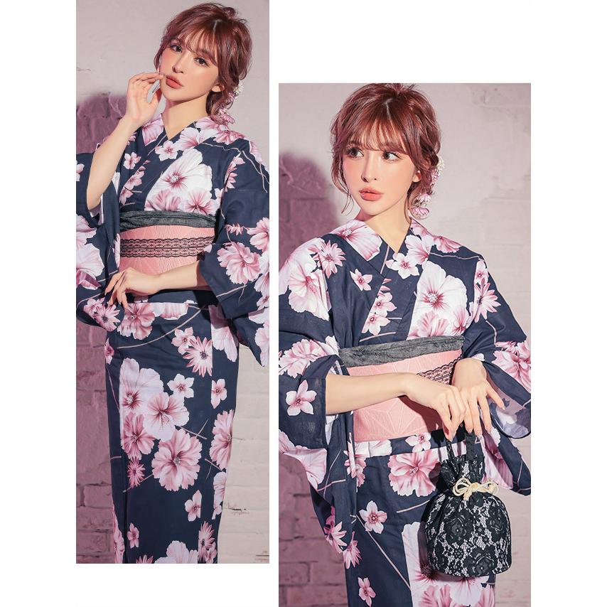 Tika ゆかた 激安 レディース 3点セット レトロ 女性 花柄 浴衣3