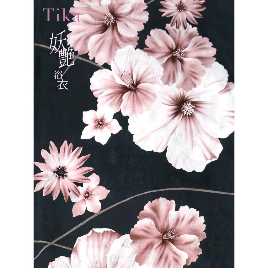 Tikaピンク花柄 浴衣 帯、下駄セット Tikaピンク花柄 浴衣 帯、下駄セット