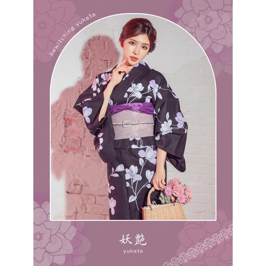 【むぎ】黒地花柄浴衣・帯・帯留め・バッグ・髪飾り5点セット　ゲーム他 楽天市場】送料無料 即日発送【浴衣3点セット】黒地ストライプ