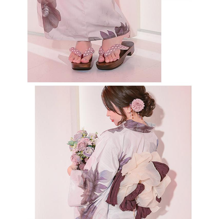 Tika 浴衣 妖艶シリーズ エレガントフラワー柄浴衣2点セット セクシー浴衣 妖艶浴衣[品番