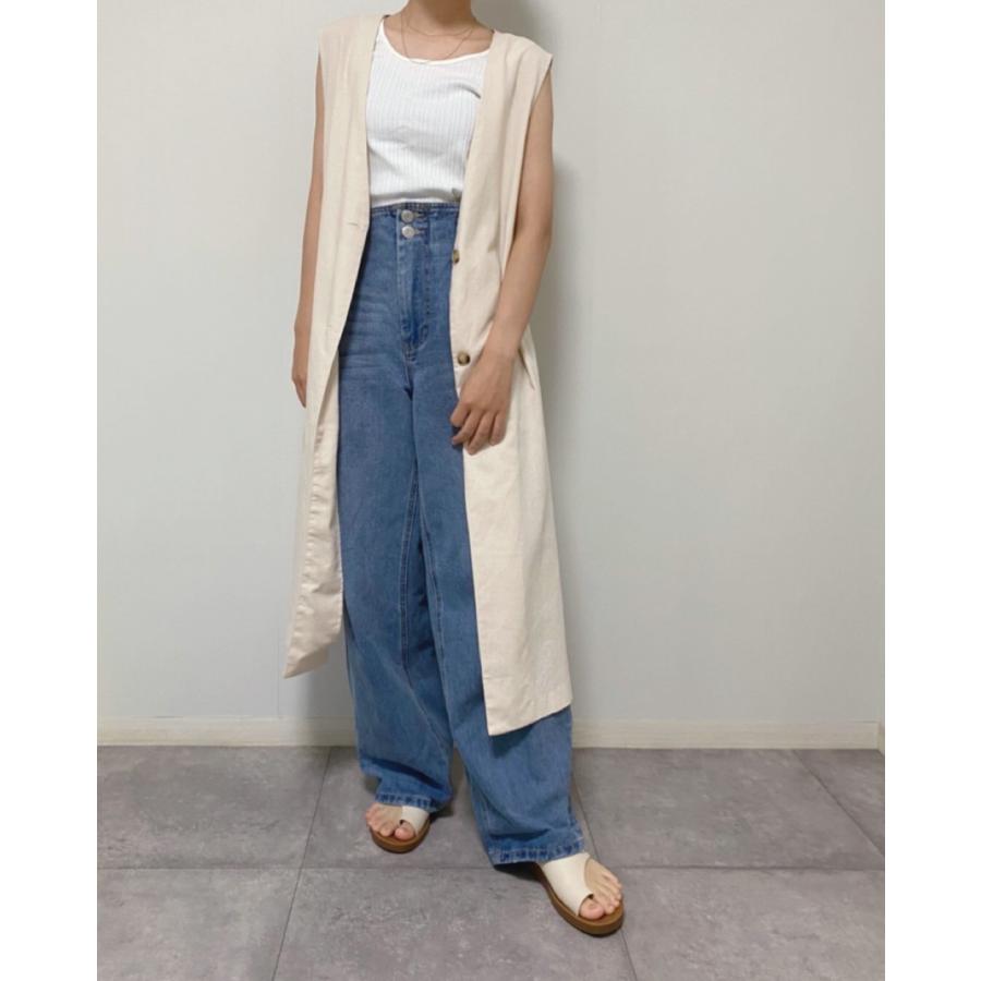 レーヨン リネン Vネック ロング ジレ 春 夏 重ね着 レイヤード  羽織り ベスト ノースリーブ レディース トップス トレンド |  | 10