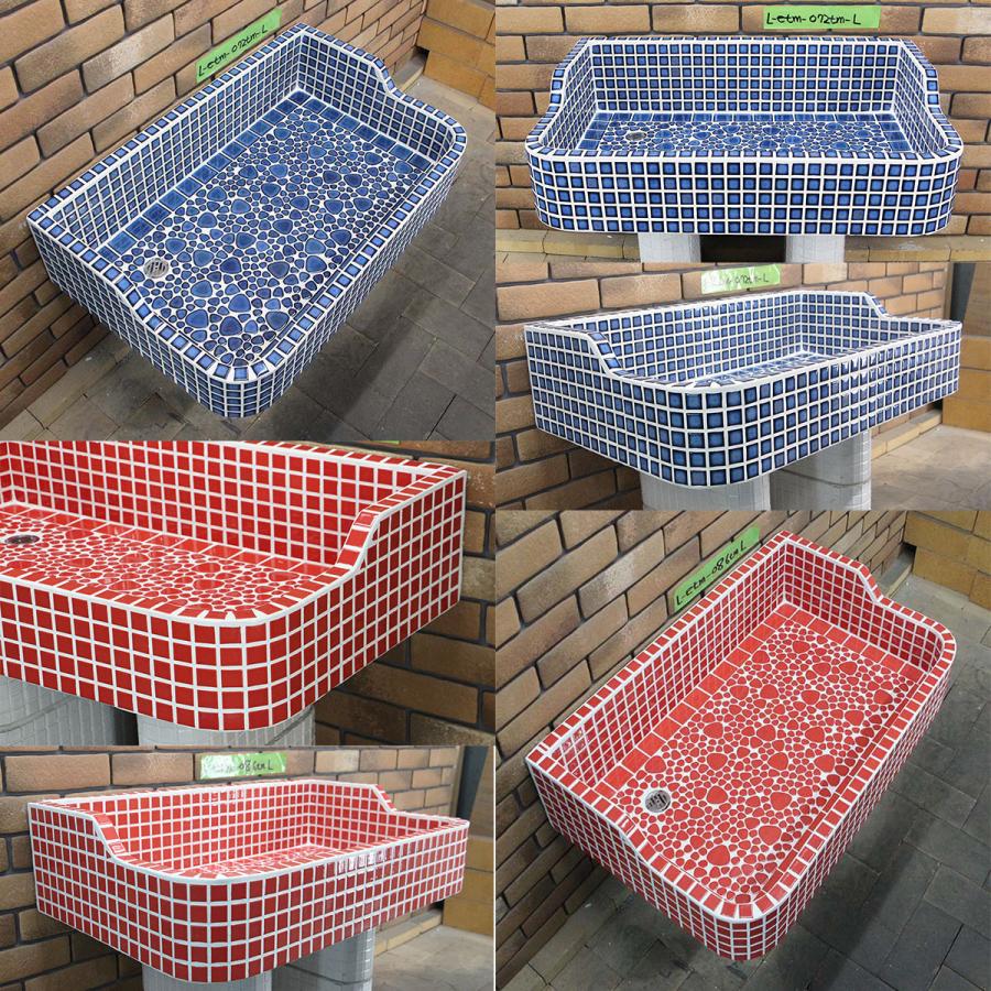 【手渡し限定】モザイクタイル貼り流し台　未使用品　昭和レトロ 手渡し限定】モザイクタイル貼り流し台 未使用品 昭和レトロ