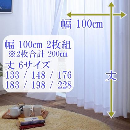 リードカキノ ミラーレースカーテン 2枚組 幅100×丈176cm 遮像 見え