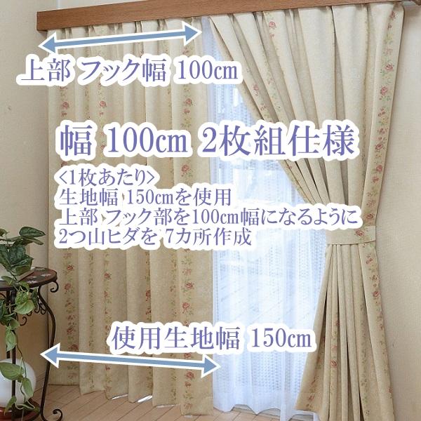 リードカキノ 遮光 カーテン 2枚組 幅100×丈185cm 洗える ドレープ