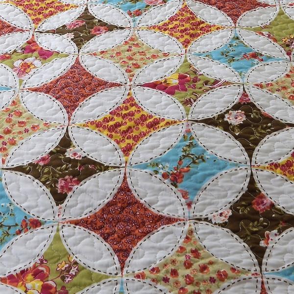 リードカキノ マルチカバー 190×240cm 洗える パッチワーク風 キルト