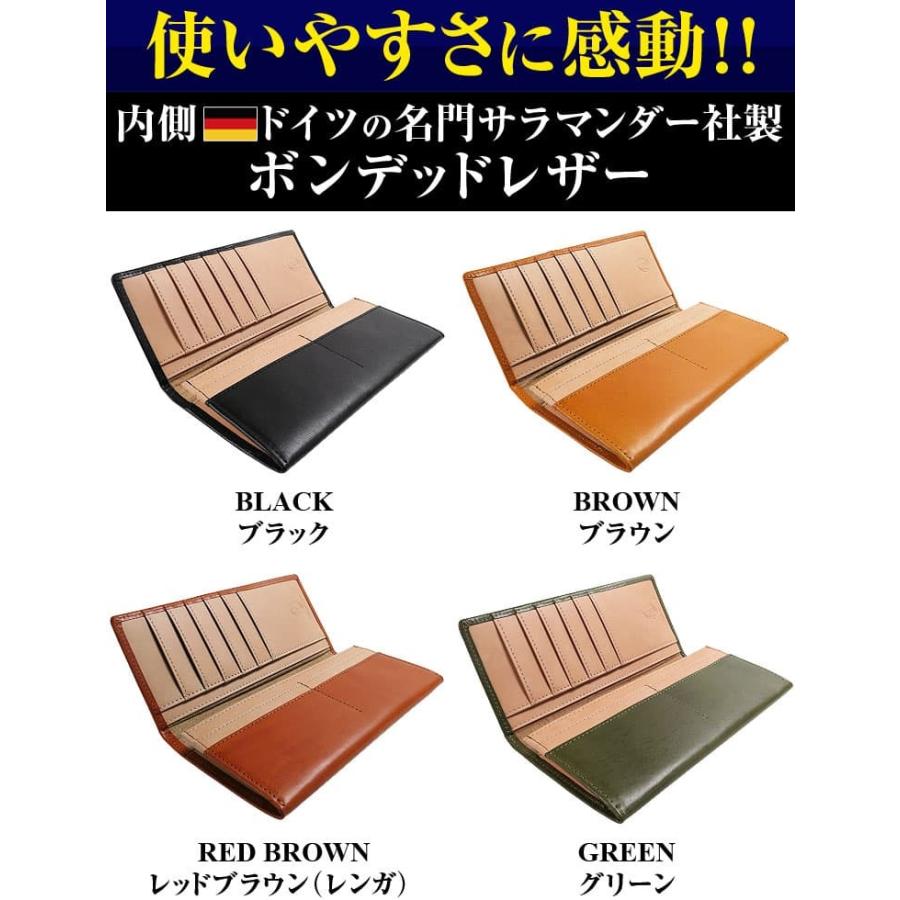 日本国産 栃木レザー 長財布 かぶせ YKK製ファスナー ボンデッドレザー メンズ レディース 財布 芦屋ダイヤモンド正規品の画像