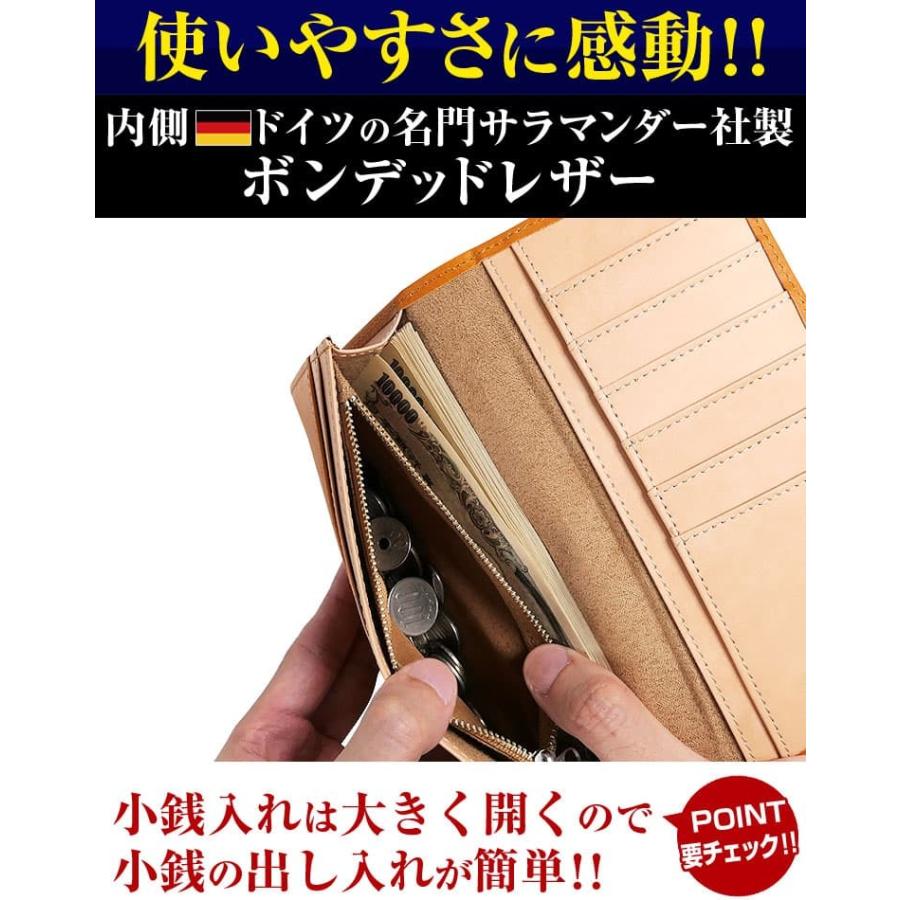 日本国産 栃木レザー 長財布 かぶせ YKK製ファスナー ボンデッドレザー メンズ レディース 財布 芦屋ダイヤモンド正規品の画像