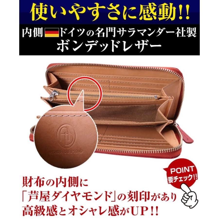 日本国産 栃木レザー ラウンドYKK製ファスナー 長財布 ダブルコガシ加工  財布 日本高度技術でキズがつきにくいナメシ加工の画像