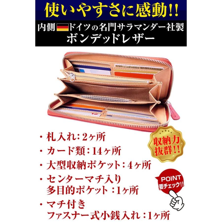 日本国産 栃木レザー ラウンドYKK製ファスナー 長財布 ダブルコガシ加工  財布 日本高度技術でキズがつきにくいナメシ加工の画像