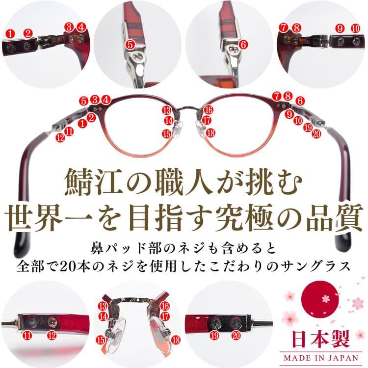 透明レンズ 日本製 サングラス 鯖江の職人が挑む世界一を目指す究極の品質 AGAIN CLASSIC サングラス ボストン MADE IN JAPANの画像