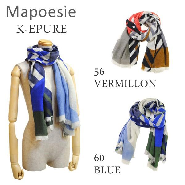 Mapoesie マポエジー ストール K-EPURE 56 VERMILLON 60 BLUE レディース スカーフ/マフラー