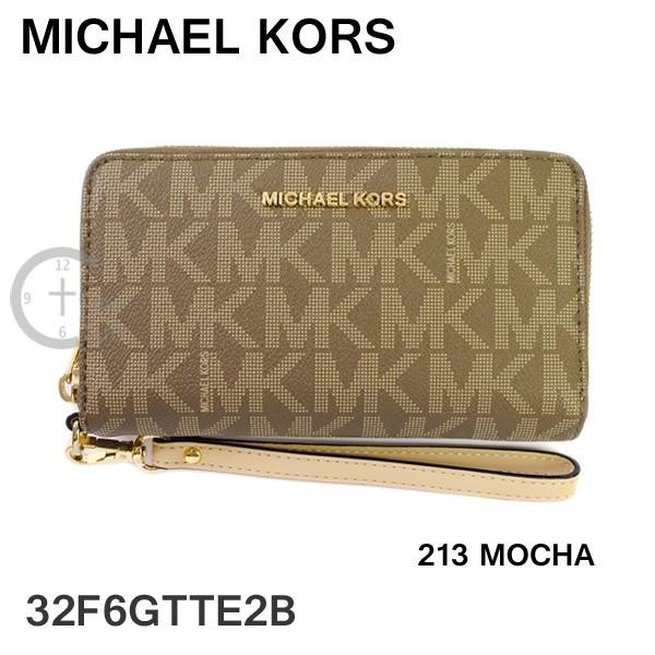 マイケルコース 財布 レディース スマホケース ファッション 32f6gtte2b ラウンドファスナー タイムクラブ モカ 店 長財布 茶