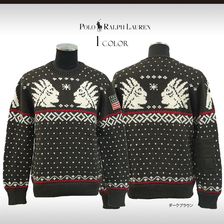 正規品 ラルフローレン セーター メンズ インディアン柄 前後同柄 クルーネック ウール 人気絶頂 Kuljic Com