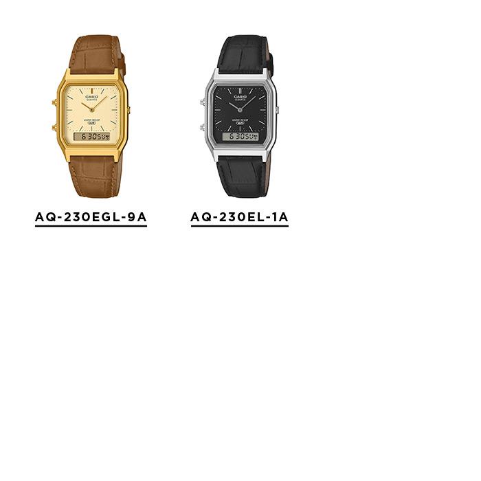 CASIO STANDARD MEN カシオ AQ-230EL 腕時計 時計 ブランド メンズ レディース チープカシオ チプカシ アナデジ 日付 レザー 皮ベルト 角型 ギフト プレゼントの画像