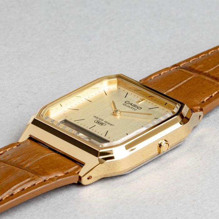 CASIO STANDARD MEN カシオ AQ-230EL 腕時計 時計 ブランド メンズ レディース チープカシオ チプカシ アナデジ 日付 レザー 皮ベルト 角型 ギフト プレゼントの画像