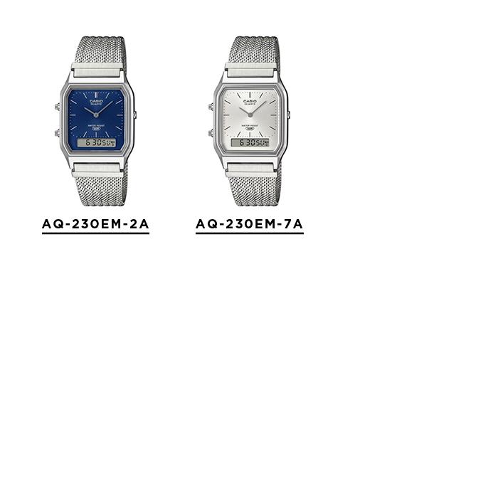 CASIO STANDARD MEN カシオ AQ-230EM 腕時計 時計 ブランド メンズ レディース 男子 チープカシオ チプカシ アナデジ 日付 メッシュ 角型 ギフト プレゼントの画像