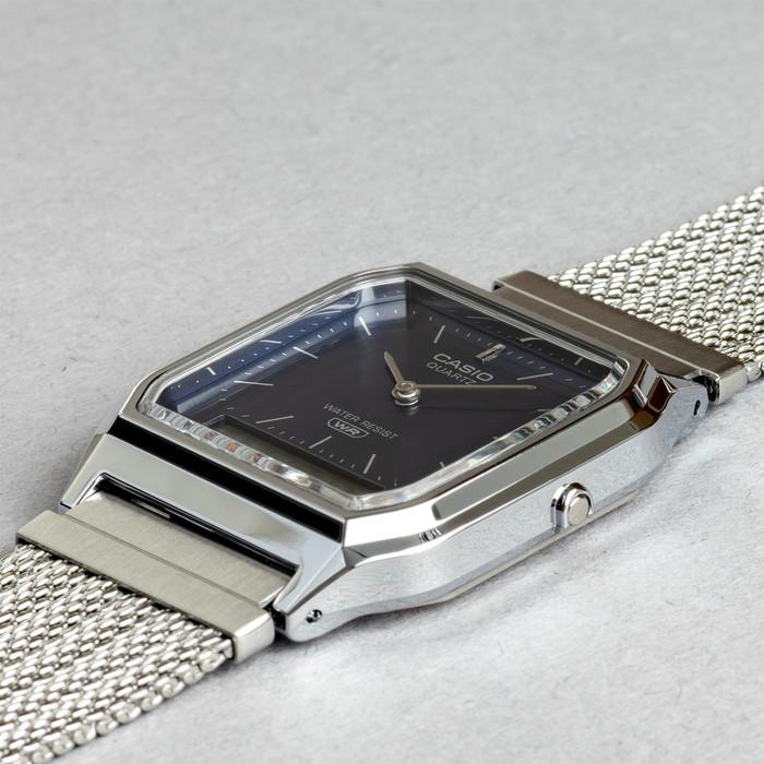 CASIO STANDARD MEN カシオ AQ-230EM 腕時計 時計 ブランド メンズ レディース 男子 チープカシオ チプカシ アナデジ 日付 メッシュ 角型 ギフト プレゼントの画像