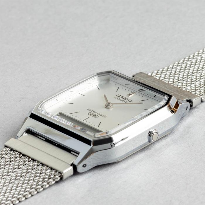 CASIO STANDARD MEN カシオ AQ-230EM 腕時計 時計 ブランド メンズ レディース 男子 チープカシオ チプカシ アナデジ 日付 メッシュ 角型 ギフト プレゼントの画像