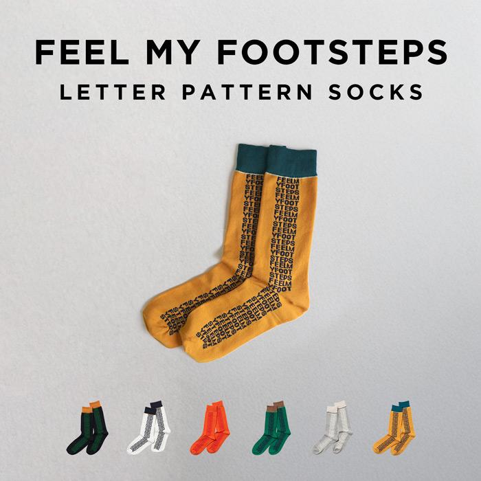 FEEL MY FOOTSTEPS LETTER PATTERN SOCKS フィールマイフット