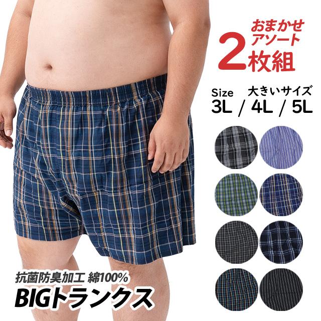 肌着 トランクス 前開き 2枚組 ランダム メンズ 男性 下着 先染め 綿100% 大きいサイズ チェック ストライプ パンツ 大人 3L 4L 5L |  | 04