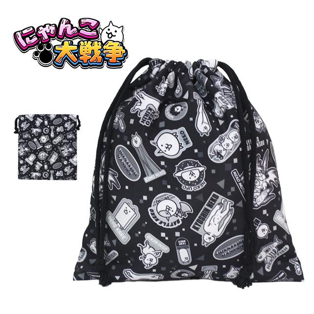 巾着袋 給食袋 男の子 にゃんこ大戦争 給食エプロン入れ 体操服袋 Mサイズ 幼稚園 小学校 入園入学準備 子供 | 