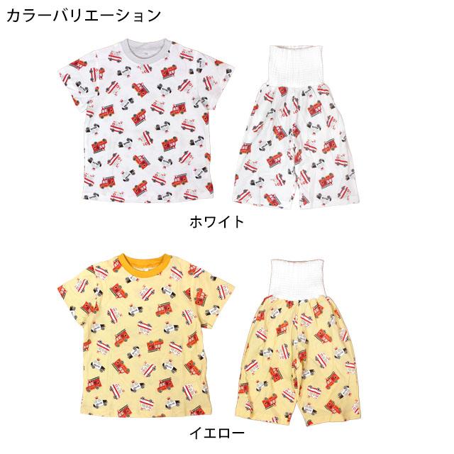 パジャマ 半袖 子供 キッズ 男の子 夏用 上下 腹巻付き 丸首タイプ 緊急車両柄 寝巻き  100cm 110cm 120cm 130cm |  | 03