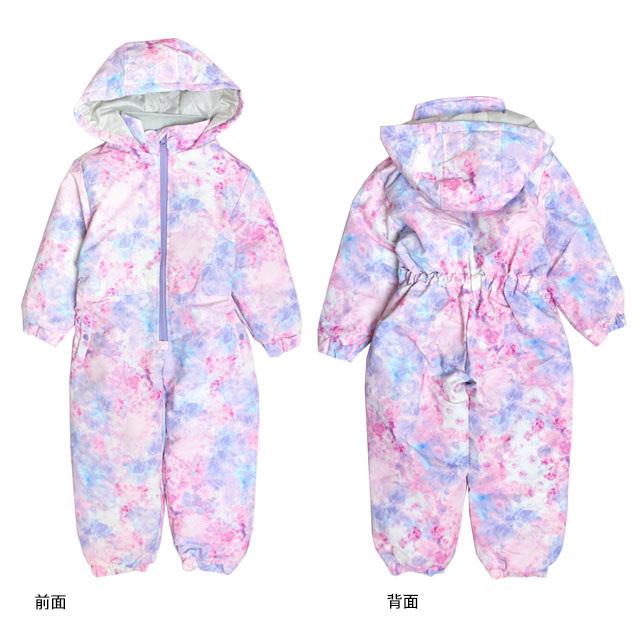 スキーウェア キッズ ジャンプスーツ 女の子 子供 花柄 雪遊び 撥水