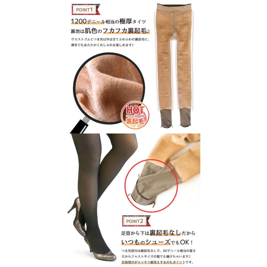 フェイクタイツ 裏起毛タイツ 裏起毛ストッキング レディース 女性 婦人 厚手 防寒 インナー 冷え性 フリー 1200デニール |  | 01