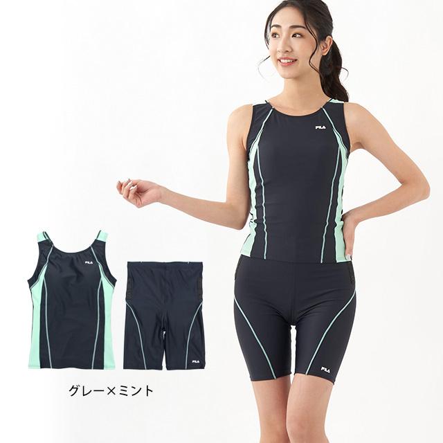 フィットネス 水着 レディース セパレート 女性用 フィラ FILA ノースリーブ めくれ防止 体型カバー M L LL | FILA | 04