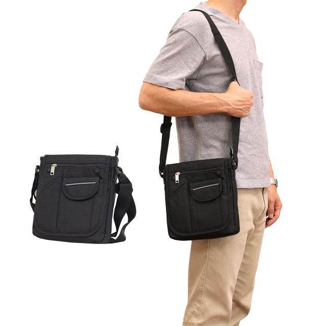 ショルダーバッグ フラップバッグ 斜め掛けバッグ 肩掛け ポシェット 通勤バッグ 男女兼用 大人 かばん ブラック 黒 | 