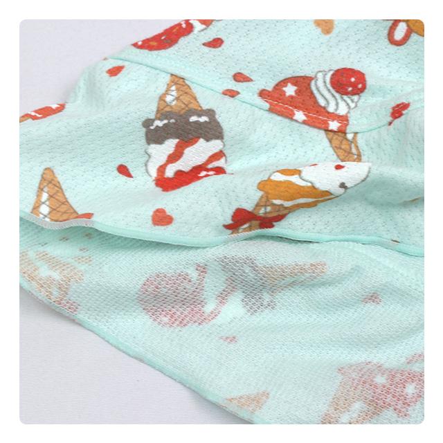 パジャマ 半袖 子供 キッズ 女の子 夏用 上下 腹巻付き 丸首 前開きタイプ ソフトクリーム柄 寝巻き  100cm 110cm 120cm 130cm |  | 02