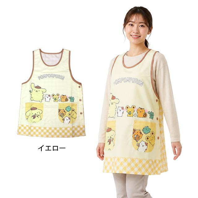 キャラクター エプロン 大人用 かわいい サンリオ ポムポムプリン 保育士さんに人気の脇ボタンエプロン 幼稚園 保育所 M-L |  | 03