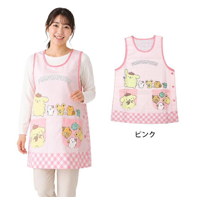 キャラクター エプロン 大人用 かわいい サンリオ ポムポムプリン 保育士さんに人気の脇ボタンエプロン 幼稚園 保育所 M-L |  | 04