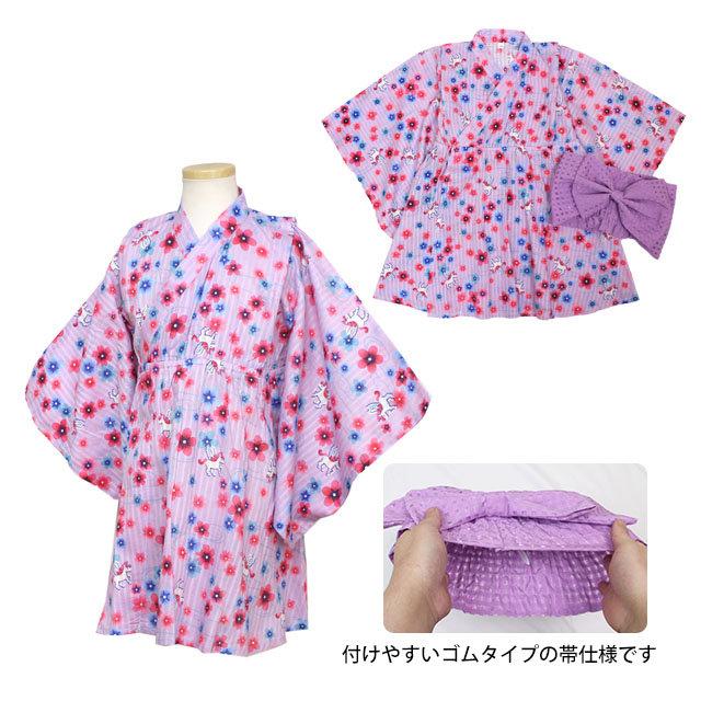 浴衣 ワンピース 浴衣ドレス 浴衣ワンピ― 女の子 キッズ 子供 和装 夏祭り 綿100%  らくらく着用 ゴムタイプ帯 100cm 110cm 120cm |  | 05