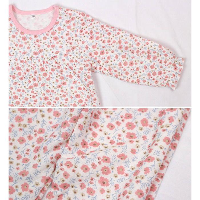 パジャマ キルト 長袖 子供 キッズ 女の子 中綿 上下 腹巻付き 丸首 かぶりタイプ 小花柄 寝巻き 秋 冬 100cm 110cm 120cm |  | 02