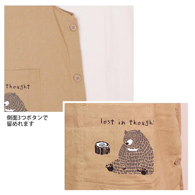 エプロン ラン型 かわいい カラーエプロン くま インド綿 女性 レディース 可愛い オシャレ 料理 家事 DIY ポケット付き フリーサイズ |  | 02