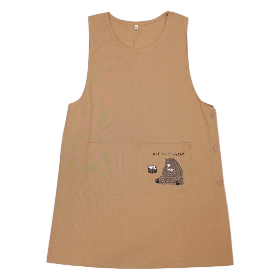 エプロン ラン型 かわいい カラーエプロン くま インド綿 女性 レディース 可愛い オシャレ 料理 家事 DIY ポケット付き フリーサイズ |  | 05