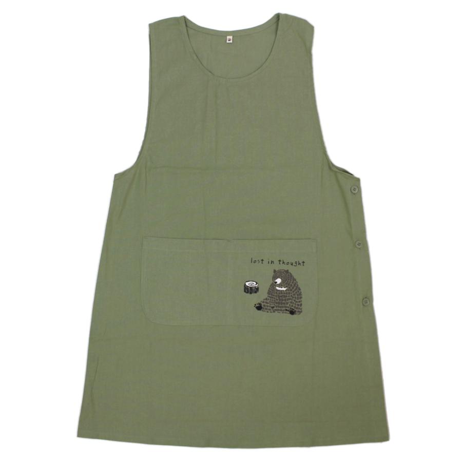 エプロン ラン型 かわいい カラーエプロン くま インド綿 女性 レディース 可愛い オシャレ 料理 家事 DIY ポケット付き フリーサイズ |  | 07