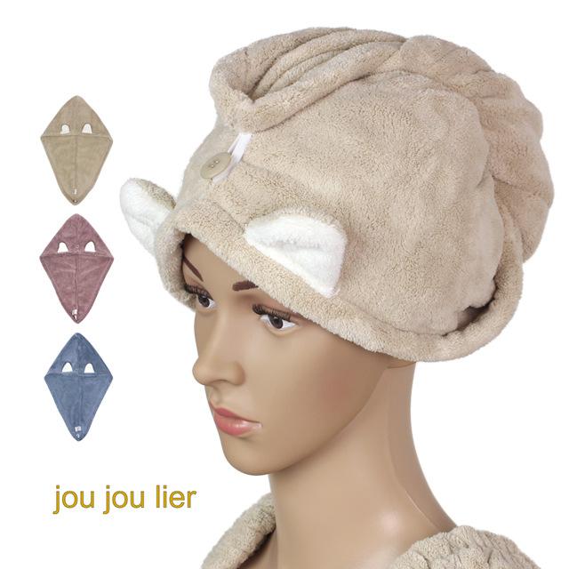 ヘアドライタオル キャップ 吸水タオル 耳付き かわいい マイクロファイバー タオル 大人 子供 レディース 女性 女の子 | 