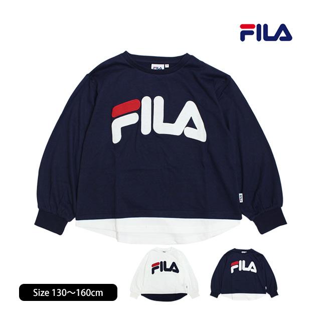 長袖 Tシャツ キッズ 女の子 フィラ FILA ロゴ プリント カットソー 子供 130cm 140cm 150cm 160cm | FILA