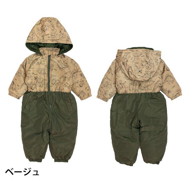 ベビー ジャンプスーツ 男の子 子供 恐竜柄 スノーウェア 雪遊び 中綿 カバーオール つなぎ スノーコンビ  80cm 90cm 95cm |  | 01