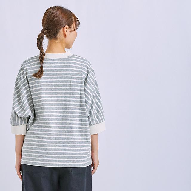 ドルマン袖カットソー トップス ルーズフィット 女性 レディース 婦人 Cloudnine クラウドナイン ボーダー柄 フリーサイズ M-L |  | 03