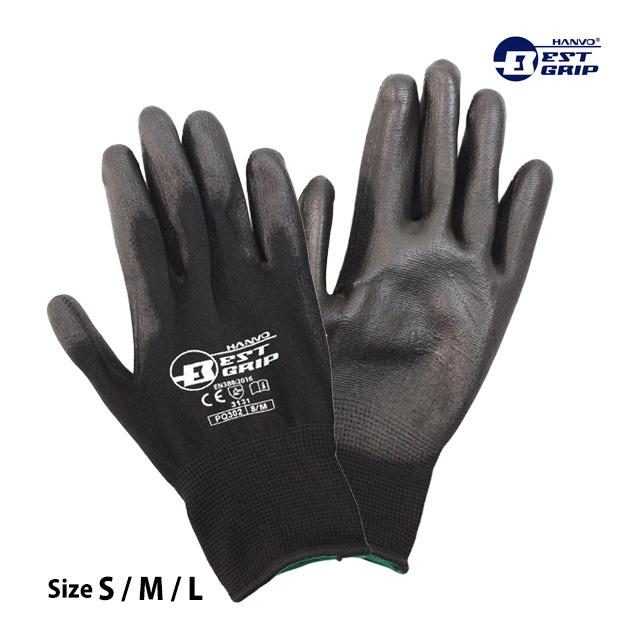 滑り止め 手袋 作業 背抜き ポリウレタン S M L pq302 ソフトウレタン
