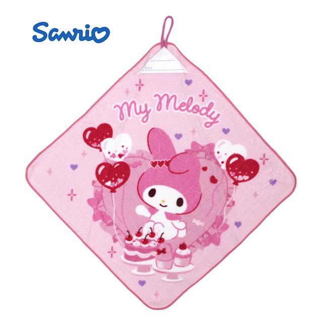 タオルハンカチ ループ付きタオル 綿100% 34×34cm マイメロディ 手洗い お手拭き 入学準備 入園 給食 小学校 幼稚園 保育園 かわいい | 