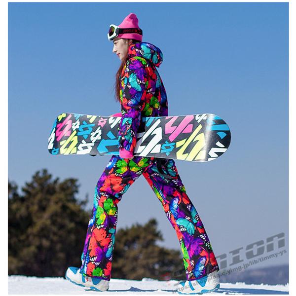スノーボードウエア ウェア ツナギ ワンピース オールインワン 中綿 レディース スキー 防寒フード snow 防風 防寒 保温 スノーボード アウトドア 地］：