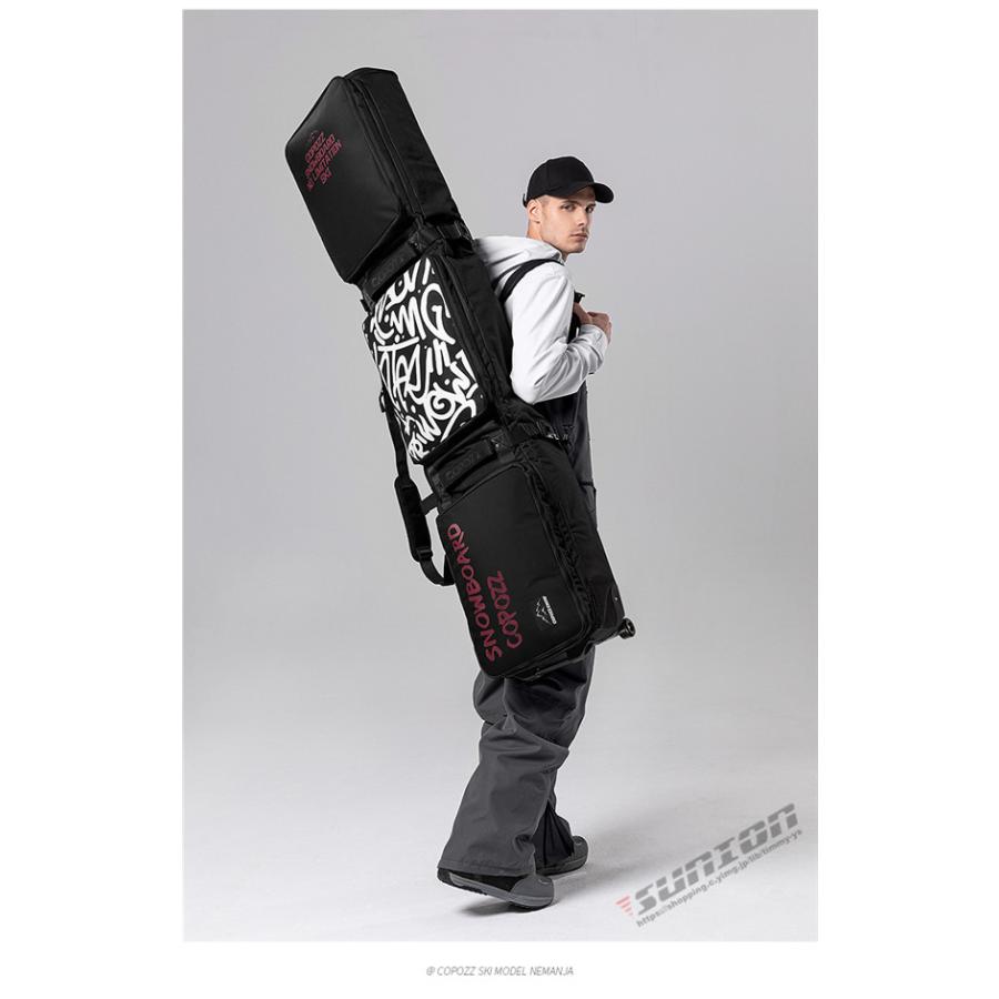 スノーボードケース キャスター 付き オールインワン 大容量収納 4WAY 前面3ポケット ボードケース スノーボード ウェア ボード ブーツ ゴーグル など収納可 